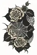 rose and spider web tattoo design idea