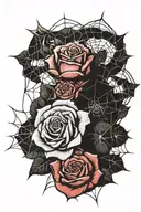 rose and spider web tattoo design idea