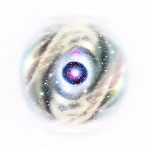 outerspace with background of galaxies focal point is black hole sucking up a planet tattoo design idea