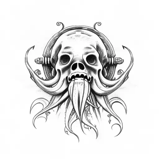 davy jones sketch with hurt tattoo design idea