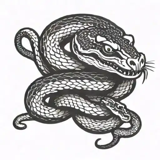 snake eating rat   tattoo design idea