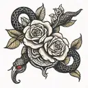 roses with snake chest piece symmetrical design tattoo design idea