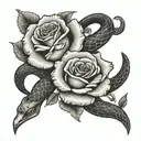 roses with snake chest piece symmetrical design tattoo design idea