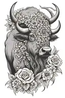 buffalo head flowers  tattoo design idea
