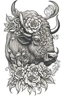buffalo head flowers  tattoo design idea