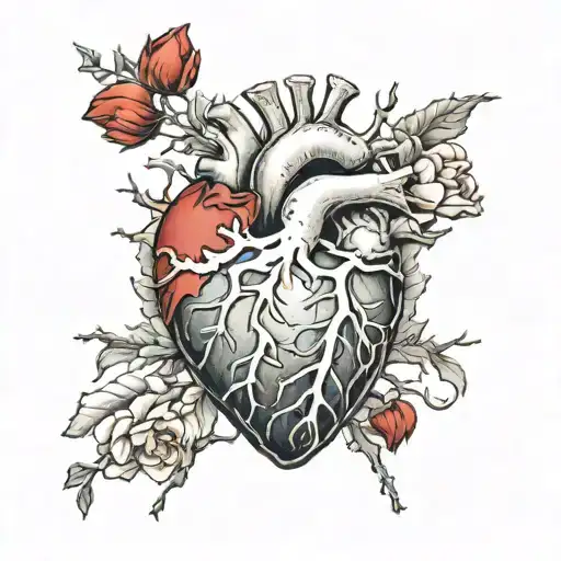 anatomically correct heart that's frozen in ice  tattoo design idea