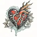 realistic heart frozen in ice   tattoo design idea