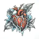 realistic heart frozen in ice   tattoo design idea