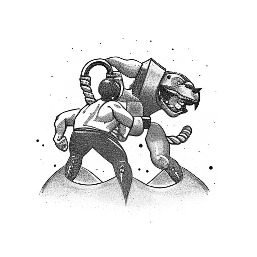 A roller coaster intertwined with a wrestling belt tattoo design idea