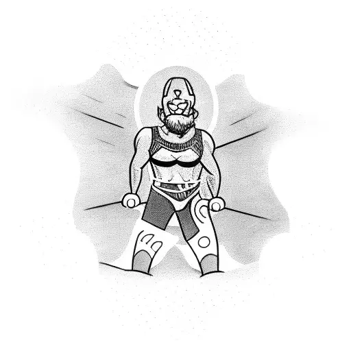 A wrestler performing a daring move on a roller coaster track tattoo design idea