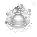 disco ball and seashells  tattoo design idea