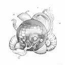 disco ball and seashells  tattoo design idea