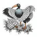 ethipian wattled ibis thats going down on to my hands half akeleton tattoo design idea