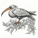 diving wattled ibis half skeleton tattoo design idea