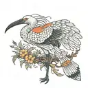 diving wattled ibis half skeleton tattoo design idea