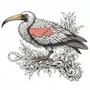 diving wattled ibis half skeleton tattoo design idea