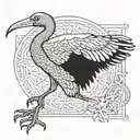 diving skeleton wattled ibis half tattoo design idea