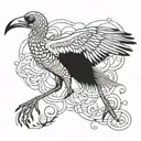 diving skeleton wattled ibis half tattoo design idea