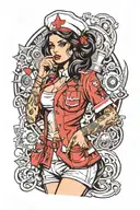 sexy woman dark hair tattoos nurse tattoo design idea
