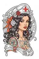 sexy woman dark hair tattoos nurse tattoo design idea