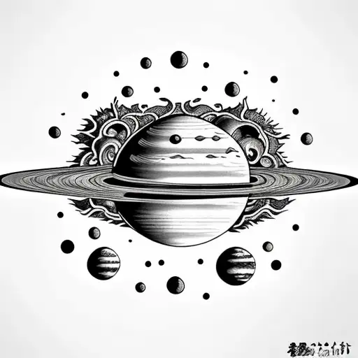 planets and dragon ball tattoo design idea