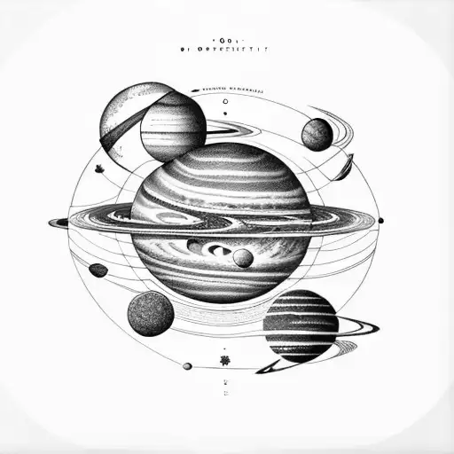 solar system minimalist tattoo design idea