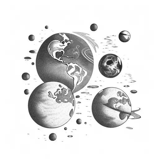 coetus floating among planets tattoo design idea