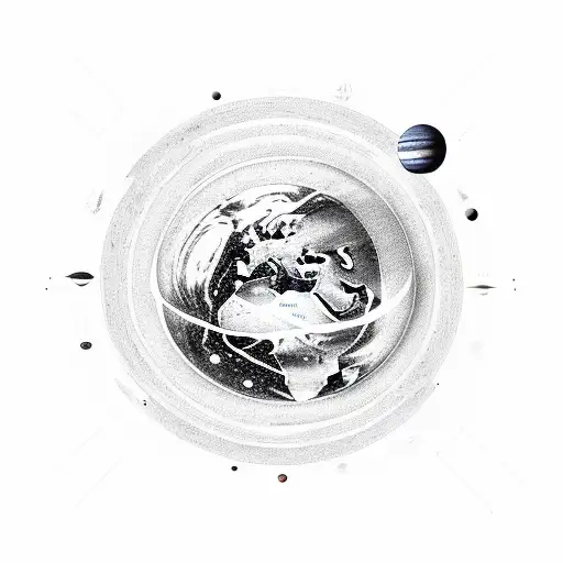 solar system from the earth tattoo design idea