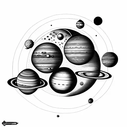 solar system tattoo design idea