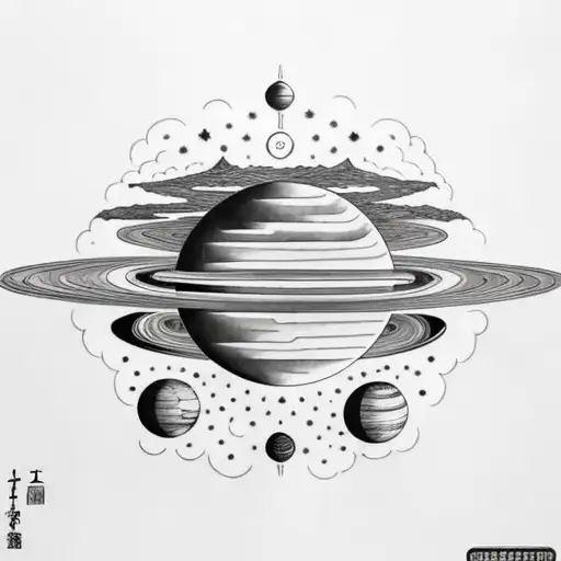 planets asymmetrical in the cosmos tattoo design idea