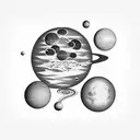 sphere floating among planets tattoo design idea