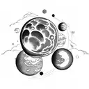 sphere floating among planets tattoo design idea