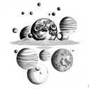 sphere floating among planets tattoo design idea