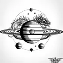 planets and dragon ball tattoo design idea