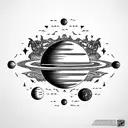 planets and dragon ball tattoo design idea