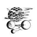 sphere floating among planets tattoo design idea