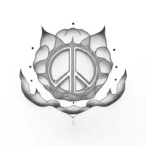 A minimalist design of a clamshell with the word 'peace' inscribed tattoo design idea