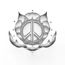 A minimalist design of a clamshell with the word 'peace' inscribed tattoo design idea