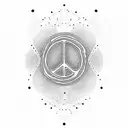 A minimalist design of a clamshell with the word 'peace' inscribed tattoo design idea