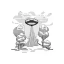 A disc golf disc soaring through a pixelated video game landscape tattoo design idea