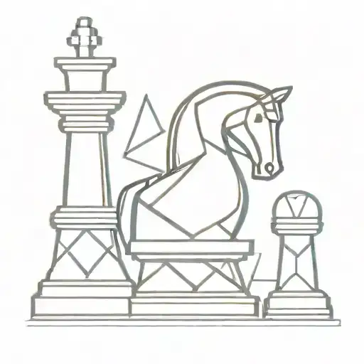 knight chess piece with geometrical shapes tattoo design idea