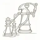 knight chess piece with tools intertwined tattoo design idea