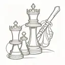 knight chess piece with tools intertwined tattoo design idea