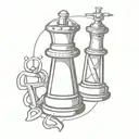 knight chess piece with tools intertwined tattoo design idea