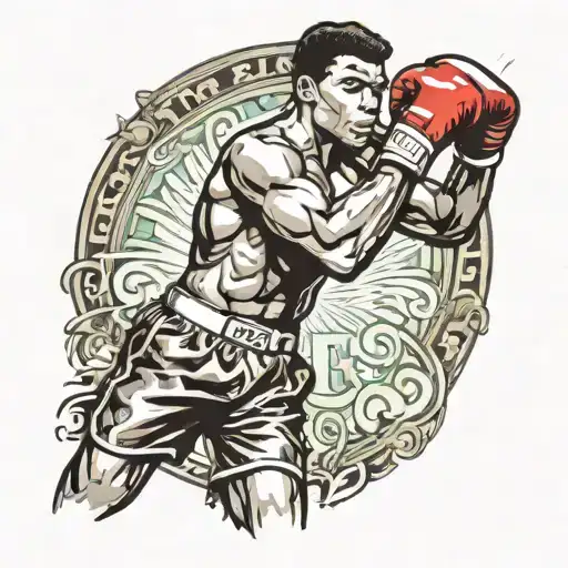 muhammed ali "phantom punch" pose tattoo design idea