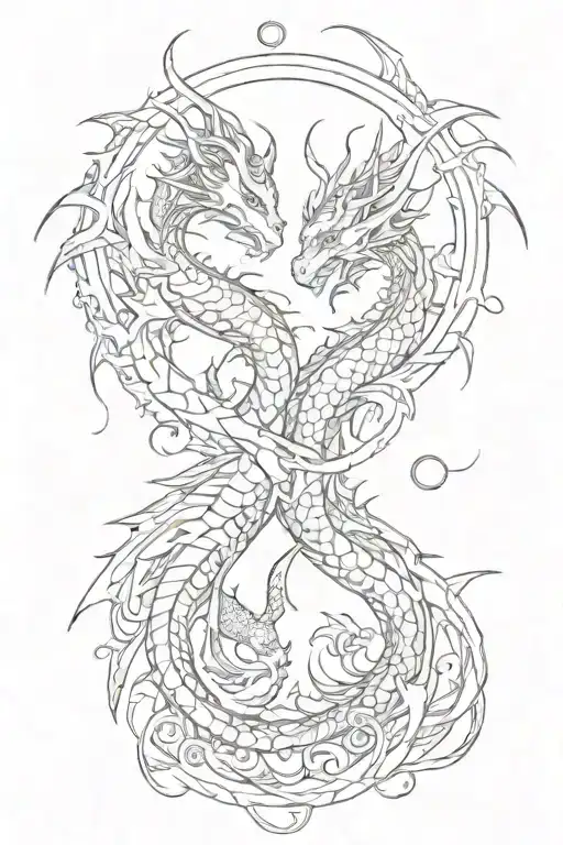 dragons feminine gemini tattoo design idea