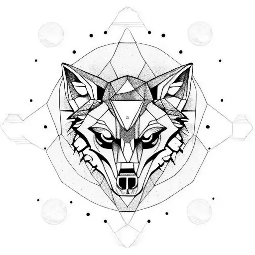 wolf skull as the phases of the moon  tattoo design idea