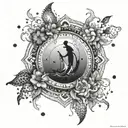 A mandala design incorporating elements of sirens and mermaids tattoo design idea