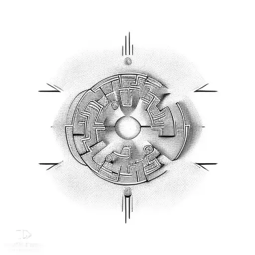 3d circle maze tattoo design idea