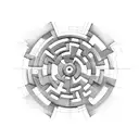 3d circle maze tattoo design idea